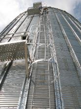 Safety cage, platforms and ladder